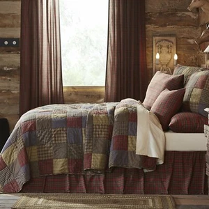 King 5 Pc Quilt Set Cedar Ridge Farmhouse Patchwork Cotton-Comforter + 4 Shams  - Picture 1 of 10