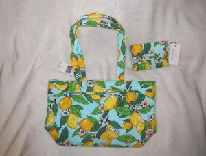 NWT Vera Bradley Mandy Shoulder Bag + Euro Wallet in Lemon Grove Cute Summer SET - Picture 1 of 16