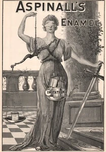 Aspinall's Enamel Blind Justice Scale Sword Paint Cans 1889 Antique Print Ad - Picture 1 of 2