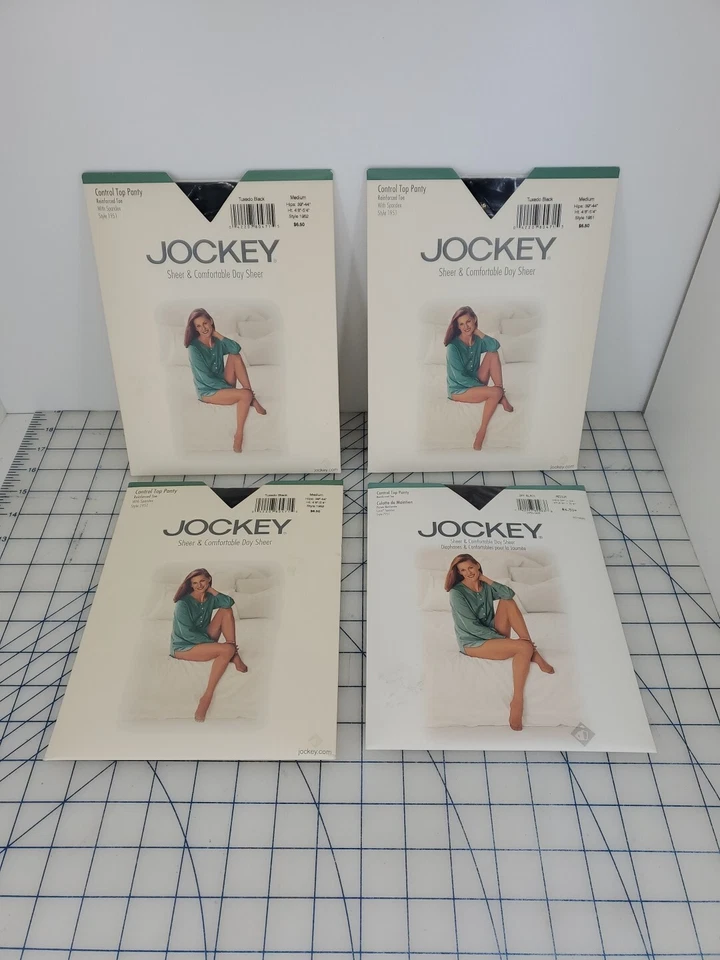 lot 5 Jockey Pantyhose Control Top Medium Style 7951 Tuxedo Black USA sheer