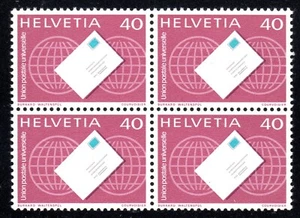 1976-95 Switzerland SC# 9010-For the Intl. Bureau of the UPU - Block of 4 - M-NH - Picture 1 of 1