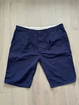 Pantalones Cortos Para Hombre Levi's Talla 40 Azul Plisado Frontal Rayas Espiga Preppy Foto 1 de 4