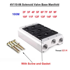 Solenoid Valve Base Manifold With Screw And Gasket 4V110-06 100M Thread Size 1/4 - Picture 1 of 20