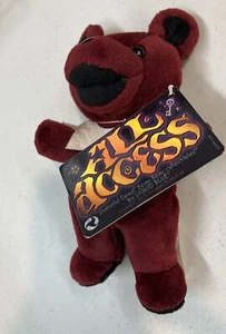 1968 Grateful Dead rot weiß Kragen BEAN BEAR ALL ACCESS PASS 7 Zoll Plüschpuppe - Bild 1 von 7