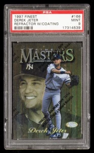 1997 TOPPS FINEST REFRACTOR #166 DEREK JETER PSA 9 WITH COATING NEW YORK YANKEES - Picture 1 of 2