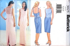 Butterick Sewing Pattern 3025 Sheath Maxi Dress Women Size 12-16 Sleeveless Prom - Picture 1 of 6