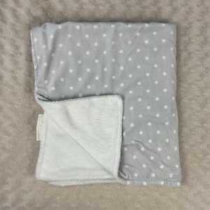 Blankets & Beyond Gray White Polka Dots Baby Blanket Reversible Lovey - Picture 1 of 7