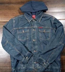 Mens Medium Chaps Denim Hooded Fleece Lined Denim Jacket  Ralph Lauren Polo - Picture 1 of 4