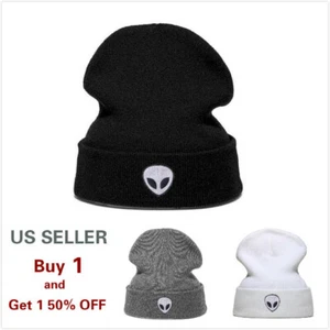 Alien Beanie Knit Ski Skull Hat Cap Cuff Winter Warm Slouchy Men Women Unisex - Picture 1 of 6