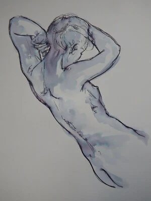 Pen & ink drawing female nude study Prospero after Herbert James Draper - Image 1 of 4