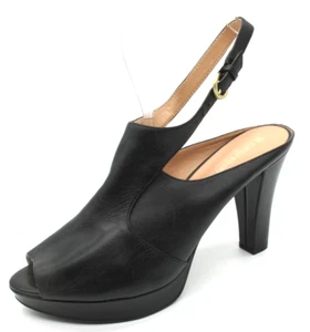 Naturalizer Shoes 8.5 Slingback Pump Sandals Platform Heels Black Leather Kimber - Picture 1 of 7