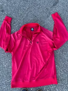 FootJoy Mens Size Large 1/4 Zip Golf Jacket FJ Nylon Vestavia VCC Red Black - Picture 1 of 8