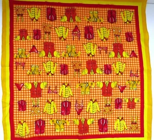 Vintage Novelty Neck Scarf - Red Orange Yellow Clothes Skirts Vests Lingerie - Picture 1 of 9