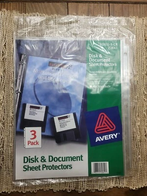 AVERY 3 DISK DOCUMENT SHEET  PROTECTORS- DDS11-3-CR 72641 Discontinued  NEW - Image 1 of 4