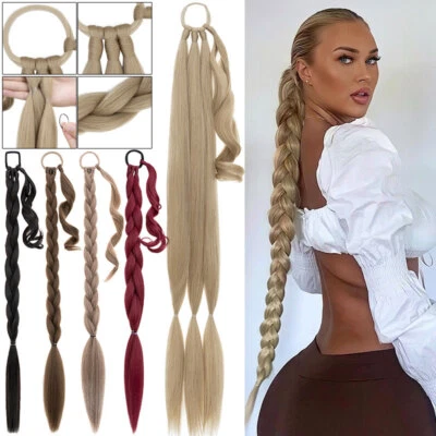 Pieza de pelo sintética de 86 cm trenzado cola de caballo hágalo usted mismo trenzas cola de caballo pelucas torcidas Foto 1 de 4