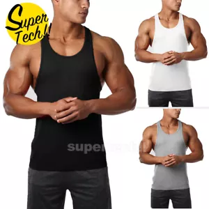 Men Gym Bodybuilding Stringer Tank Top Singlet Vest Sleeveless Racerback T-Shirt - Picture 1 of 12