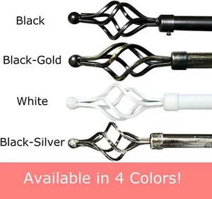 Pack of 2 Adjustable Window Curtain Rods - Sizes For all windows! Cage Design - Picture 1 of 16