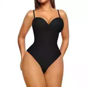 Shapewear Tummy Control Body Shaper Seamless, Cupped w/ Removable Straps, M, BLK - Picture 1 of 9