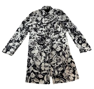 Schwarz & weiß Blumen Axcess by Liz Claiborne Trenchcoat Größe 6 Neu mit Etikett - Bild 1 von 14