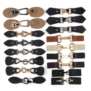 3 pares de palancas para coser de cuero PU con botón de cuerno de resina negra para capa de abrigo - Imagen 1 de 21