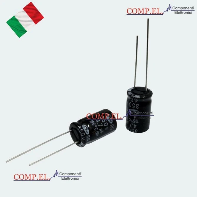5 PEZZI CONDENSATORI ELETTROLITICI 4.7uF 350V 105°c 10x17mm 4,7uF - Immagine 1 di 1
