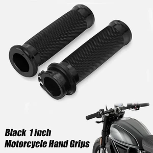 1" Black 25mm Handle Bar Hand Grips For Harley Touring Sportster Softail Dyna - Picture 1 of 8