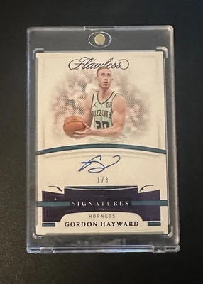 Gordon Hayward 2020/21 Panini firmas impecables púrpura automático 1/3 cuerno Charlotte Foto 1 de 2