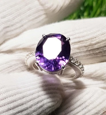 100% Natural Bi-Color Sapphire Silver Ring Wedding Gift,Jewelry  11x14x9m 33Ct - Image 1 of 4