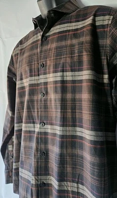 Kenneth Cole Men's Slim Fit Brown Plaid Shirt  - Image 1 of 4