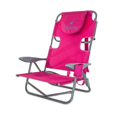 Ostrich On-Your-Back Outdoor Reclining Beach Lounge Pool Camping Chair, Pink - Image 1 of 4