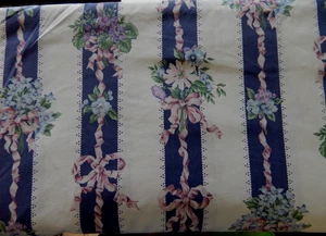 Zwilling rosa Blumenstrauß blau Streifen flaches Laken 76X92 - Bild 1 von 6