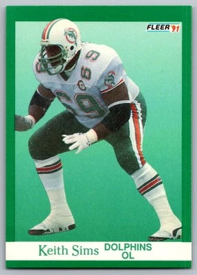 1991 Fleer Keith Sims Miami Dolphins #130 - Image 1 of 2