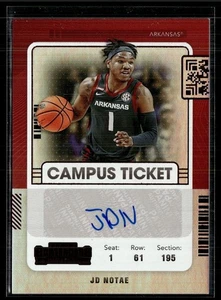 Boleto de campus rojo draft de contendientes 2022-23 automático JD NOTAE ARKANSAS - Imagen 1 de 1