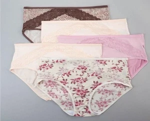 NWT Five Pair Women's 1X Kathy Ireland Lace Trim Brief Panties - Picture 1 of 1