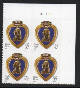 ALLY'S STAMPS US Plate Block Scott #3784 37c Purple Heart [4] MNH [STK] - Picture 1 of 1