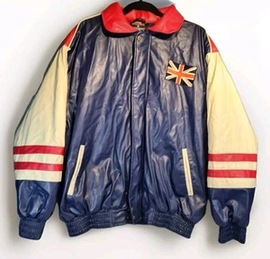 Steve & Barry's Blue UNITED KINGDOM Faux Jacket Mens Size XL Button & Zip Coat - Picture 1 of 22