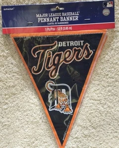 MLB DETROIT TIGERS 12 FOOT PENNANT BANNER AMSCAN PARTY DECORATION MANCAVE NIP - Picture 1 of 4