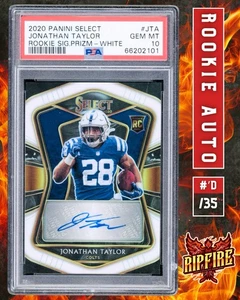 JONATHAN TAYLOR 2020 SELECT WHITE PRIZM GEM RC AUTO /35 PSA 10 Low Pop Rare - Picture 1 of 3