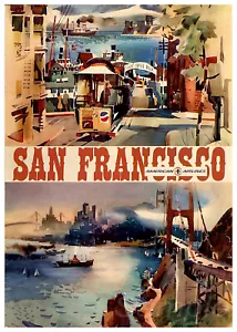 SF02 VINTAGE SAN FRANCISCO AMERICAN AIR LINES TRAVEL A4 POSTER PRINT - Picture 1 of 1