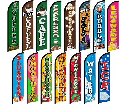 Drinks Windless Advertising Swooper Flag Lemonade Coffee Ice - Image 1 of 2