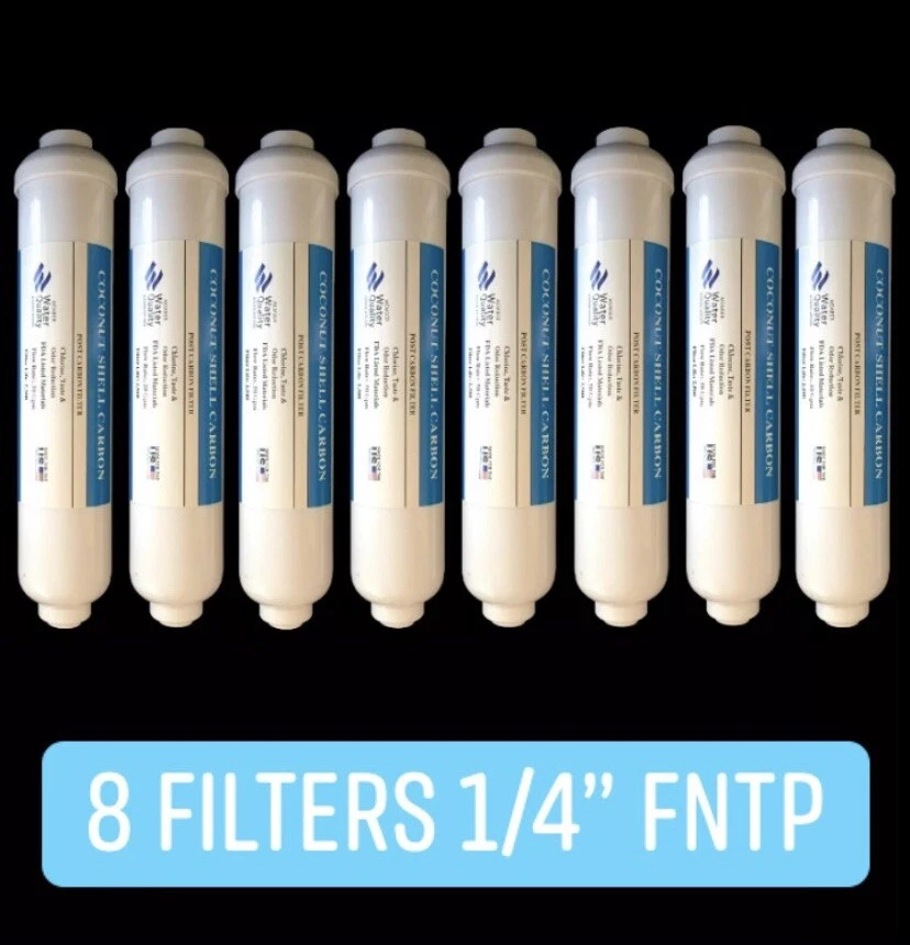 8 PK Reverse Osmosis Post Fridge GAC Carbon Inline Water Filters 1/4" NPT Ports - Image 1 of 1