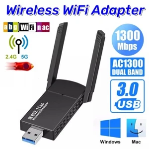 1300Mbps USB3.0 Adapter Dual Band 2.4G/5Ghz Dongle WiFi Windows Mac Desktop A - Picture 1 of 24