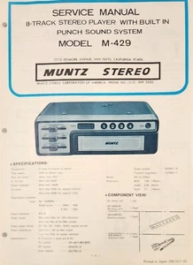 MUNTZ - Modell M-429 - Auto 8 TRK mit Stanzsoundsystem Original Serviceanleitung - Bild 1 von 1
