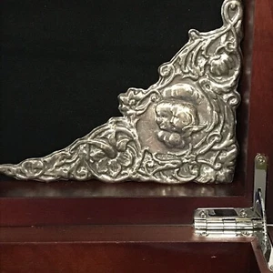 Antique Repousse Sterling Silver Frame 4”x3” Corner Cherub & Flowers Pc - Picture 1 of 16