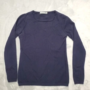 Cashmere Sweater Womens Small Blue 100% Cashmere Wool Classic Crewneck Pullover - Picture 1 of 8