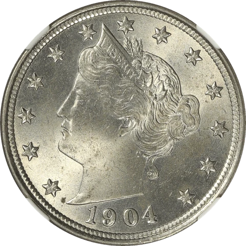 1904 Liberty V Nickel 5c, NGC MS 64 Cover