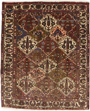 Vintage Rusty Brown Floral Garden 5'5X6'8 Handmade Oriental Rug Farmhouse Carpet