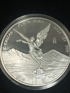 2022 5oz .999 Fine Silver Mexican Libertad Proof Coin - Bild 1 von 2