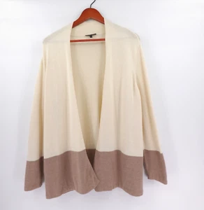 Eileen Fisher Strickjacke vorne offen groß creme Baumwolle Seide Longline minimalistisch - Bild 1 von 14