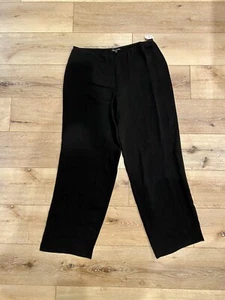 Eileen Fisher Silk Dress Pants Wide Leg Black Trousers Lagenlook L Large NEW - Picture 1 of 5